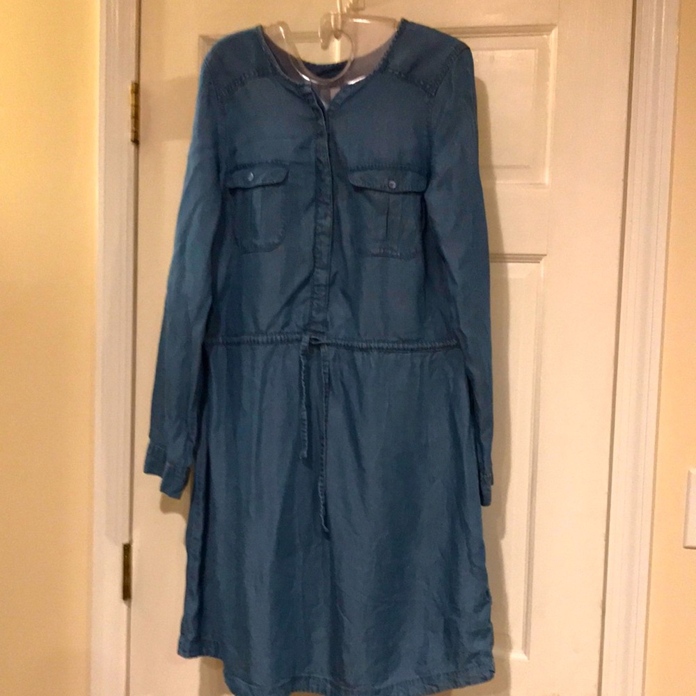 Chambray Shift Shirt Dress